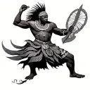 african warrior wielding tattoo design idea
