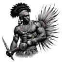 african warrior wielding tattoo design idea