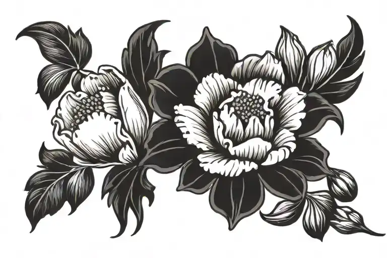 carnation and snowdrop in the background with the name crystal across tattoo design idea