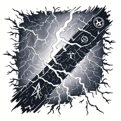 Nordic runes , lightning storm , map symbolizing tattoo design idea