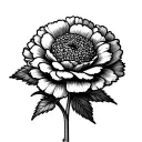 Garnet with long stem carnation flower surrounded tattoo design idea