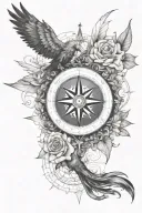 flying pheonix, DaVinci style nautical compass, Geranium tattoo design idea