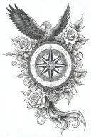 flying pheonix, DaVinci style nautical compass, Geranium tattoo design idea