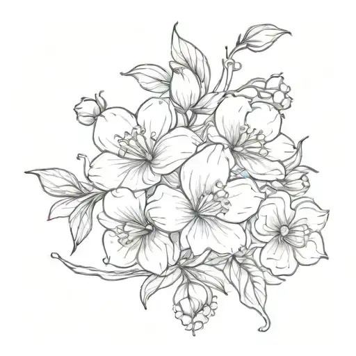 sugar plum, dumpling, sweet pea flower tattoo design idea