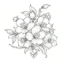 sugar plum, dumpling, sweet pea flower tattoo design idea