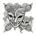 Tragedy and comedy tragedy mask tattoo design idea