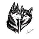 Lobos Couple Heart Author tattoo design idea