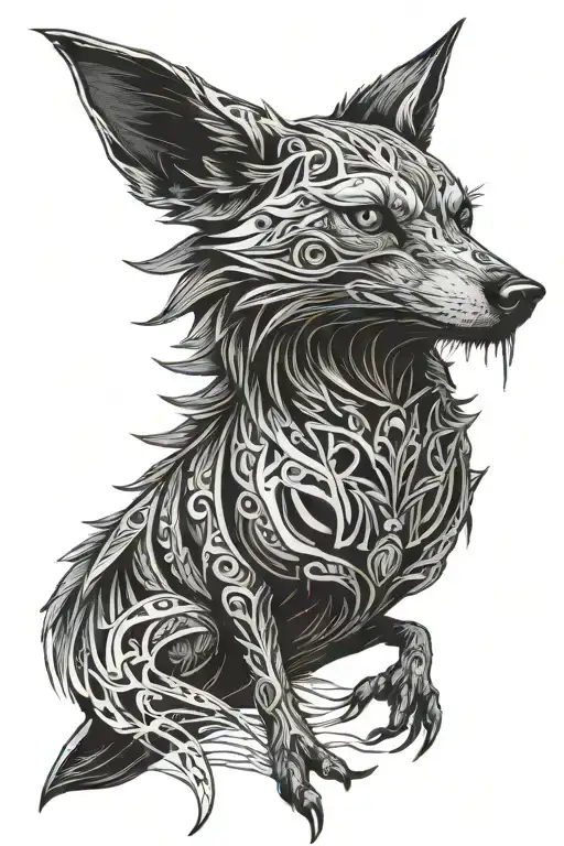 sleeve crow jackal dark side tattoo design idea