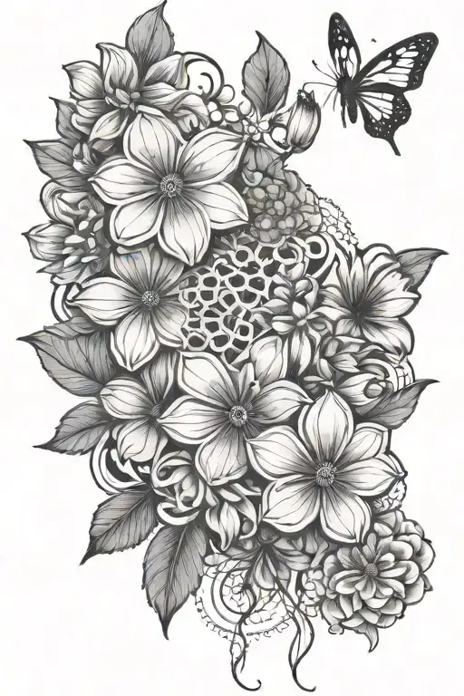 honeycombs and flowers  tattoo design idea