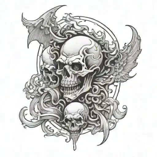 hell and heaven vs hell tattoo design idea