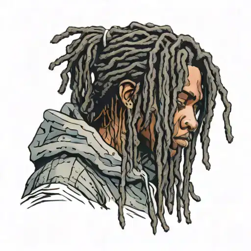 emo,depression,darkness,lonely,suicidal,sad,dark skinned male,dyed short dreads fully hiding face,teens,no tattoos,skinn tattoo design idea