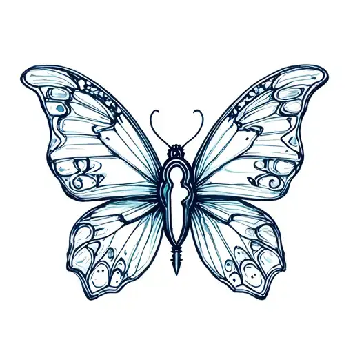 a tiny butterfly has a keyhole in its body  tattoo design idea