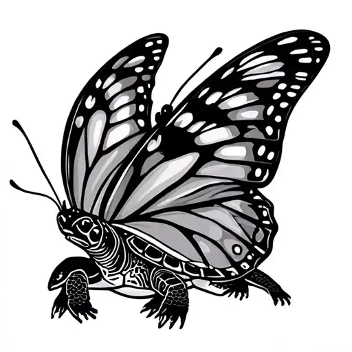 Hubicus butterfly and turtle tattoo design idea