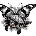 Hubicus butterfly and turtle tattoo design idea