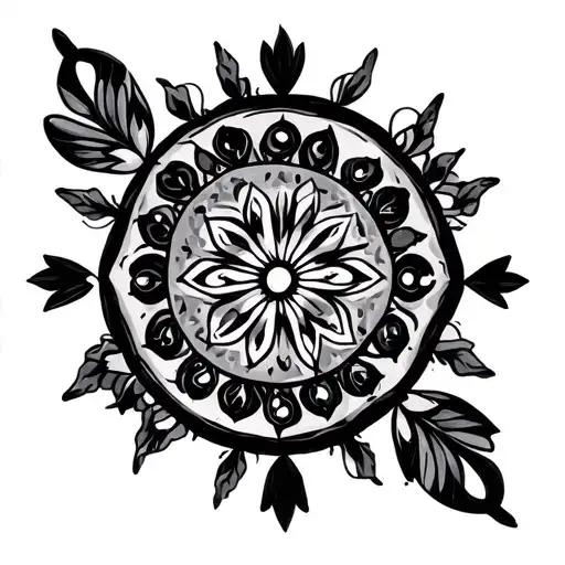 berber symbols representing health, prosperity, family and fly tattoo design idea