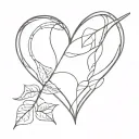 create a drawing with the name Larissa Emanuela in the shape of a heart tattoo design idea