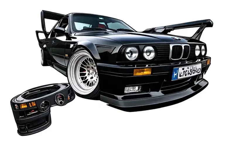 bmw e30 m3 tattoo design idea