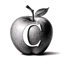 BITTEN APPLE WITH C INITIAL tattoo design idea