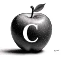 BITTEN APPLE WITH C INITIAL tattoo design idea