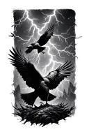 lightning storm with ravens circling tattoo design idea