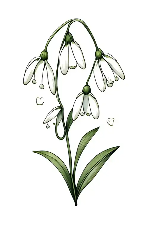 Lily of the valley and snowdrop flower tattoo design idea