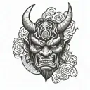 bjj moves japanese oni mask tattoo design idea