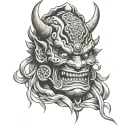 bjj moves japanese oni mask tattoo design idea