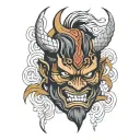 bjj moves japanese oni mask tattoo design idea