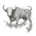 bull and fire  tattoo design idea