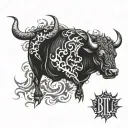bull and fire  tattoo design idea