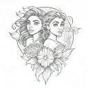 moana 2 sisters shells tattoo design idea