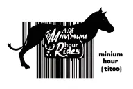 barcode with "minimum half hour rides" on top ox  tattoo design idea