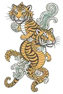 sea horse and tiger tattoo design idea
