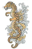 sea horse and tiger tattoo design idea