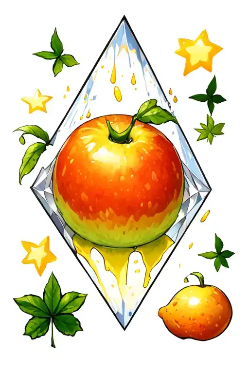 diamond shape inside and leaking out, going merry, luffys fruit, something from hxh , Shenron, 4 star ball, 5 leaf clove tattoo design idea