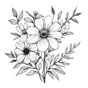 A Flower Bouquet with the birth flowers of January, February, March, July, August and December  tattoo design idea