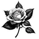 medium size rose with. ame Yvonne on leaf intertwined tattoo design idea