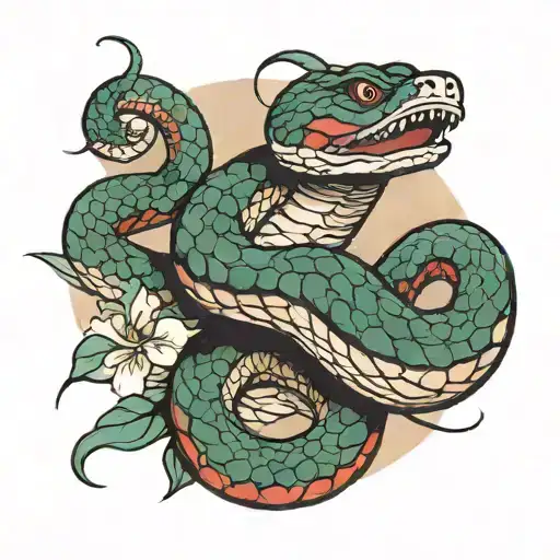 japanese snake tattoo design idea