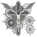 crucifix with thorns twisting tattoo design idea