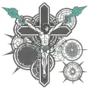 crucifix with thorns twisting tattoo design idea