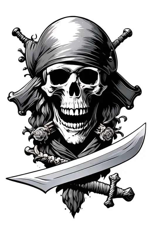 pirate skull and sword tattoo design idea