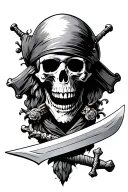 pirate skull and sword tattoo design idea