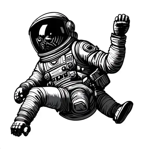 Aztec astronaut floating in space tattoo design idea