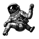 Aztec astronaut floating in space tattoo design idea