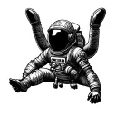 Aztec astronaut floating in space tattoo design idea