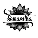 A small, elegant black ink tattoo of the name "Samantha" written in modern cursive script on the inner wrist. The font s tattoo design idea