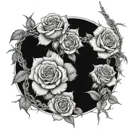 roses and barbed wire tattoo design idea