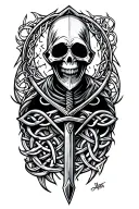 grim reaper syth inspired celtic design tattoo design idea