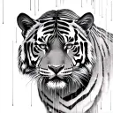 tiger with matrix data rain falling tattoo design idea