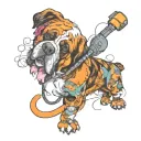 st Bernard dog using a tattoo machine tattoo design idea